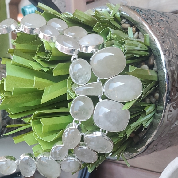 New Oversized Golden Rutile 925 Silver Statement Necklace. - Picture 7 of 16